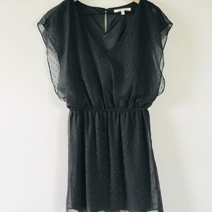 Black Rainn Swiss Dot Blouson Waist Dress